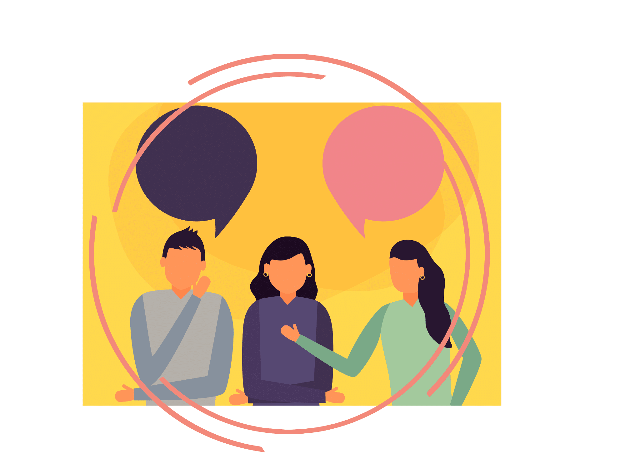 Design 3 personnages groupe mediation